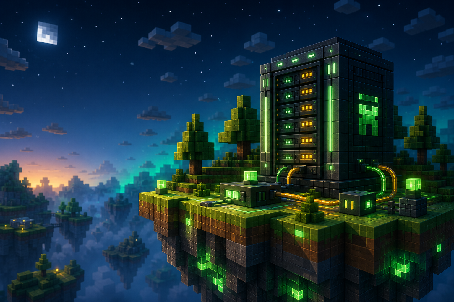Blok temali Minecraft uyumlu sunucu kurulumu gorseli